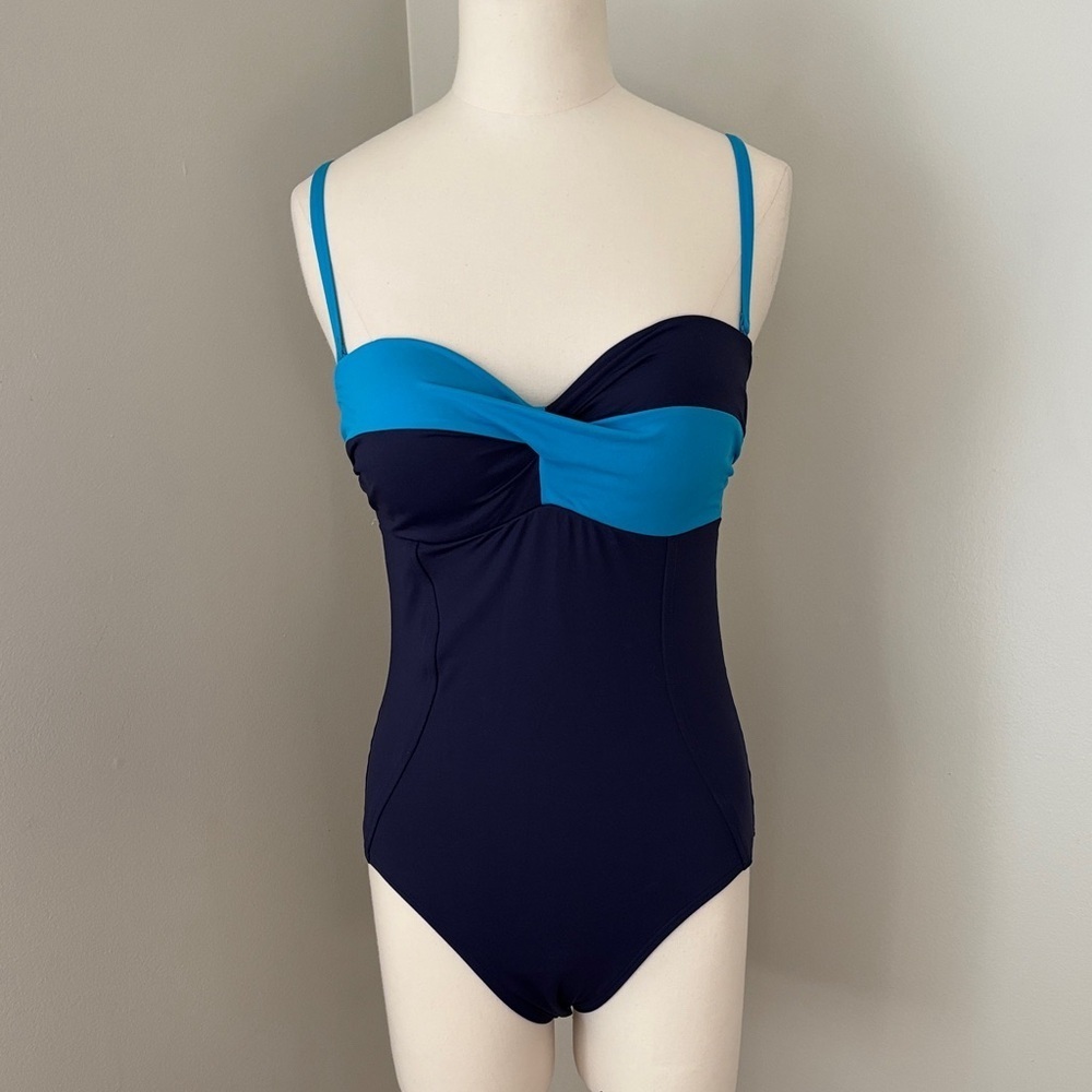 Lole Light Blue and Navy Colourblock One Piece Swimsuit SzM